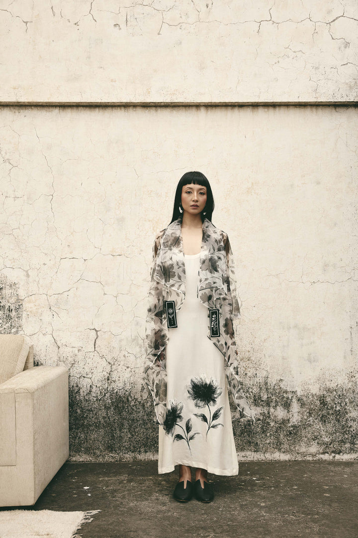 Floral organza cape