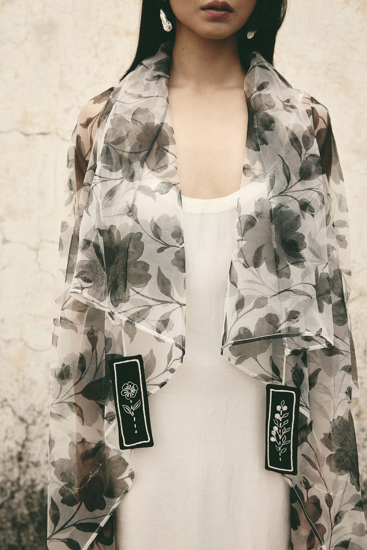 Floral organza cape