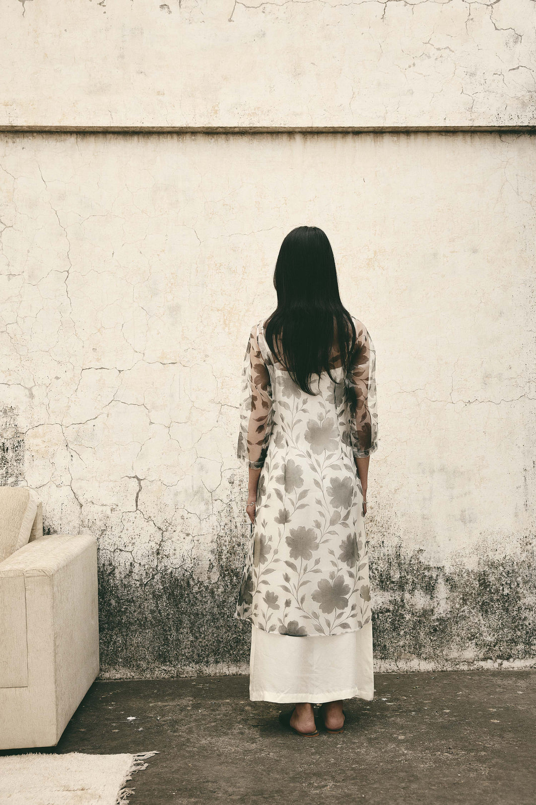 Floral organza cape