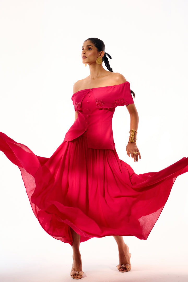 Off Shoulder Top & Skirt Coord Set