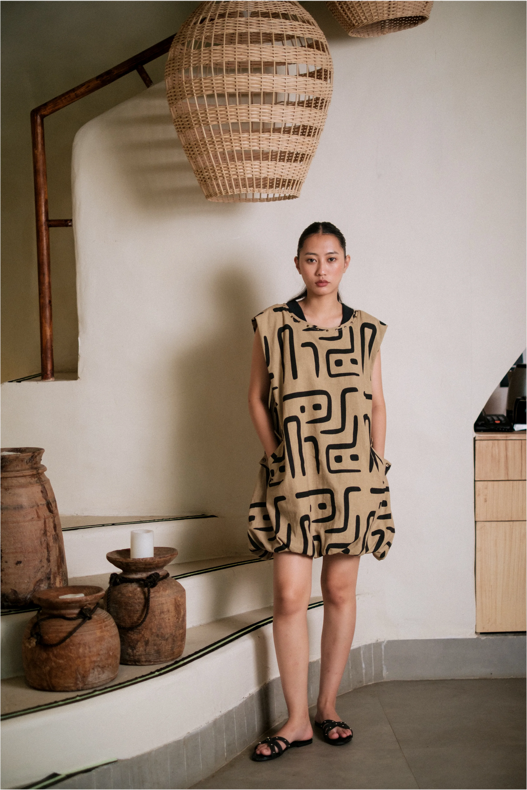 Nara gather dress - Khakhi