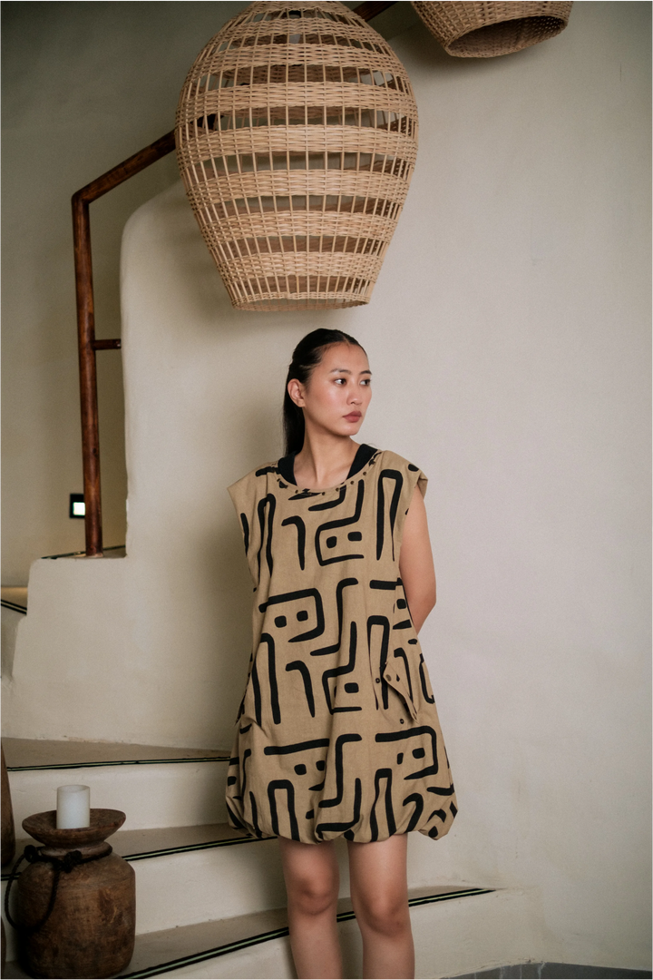 Nara gather dress - Khakhi