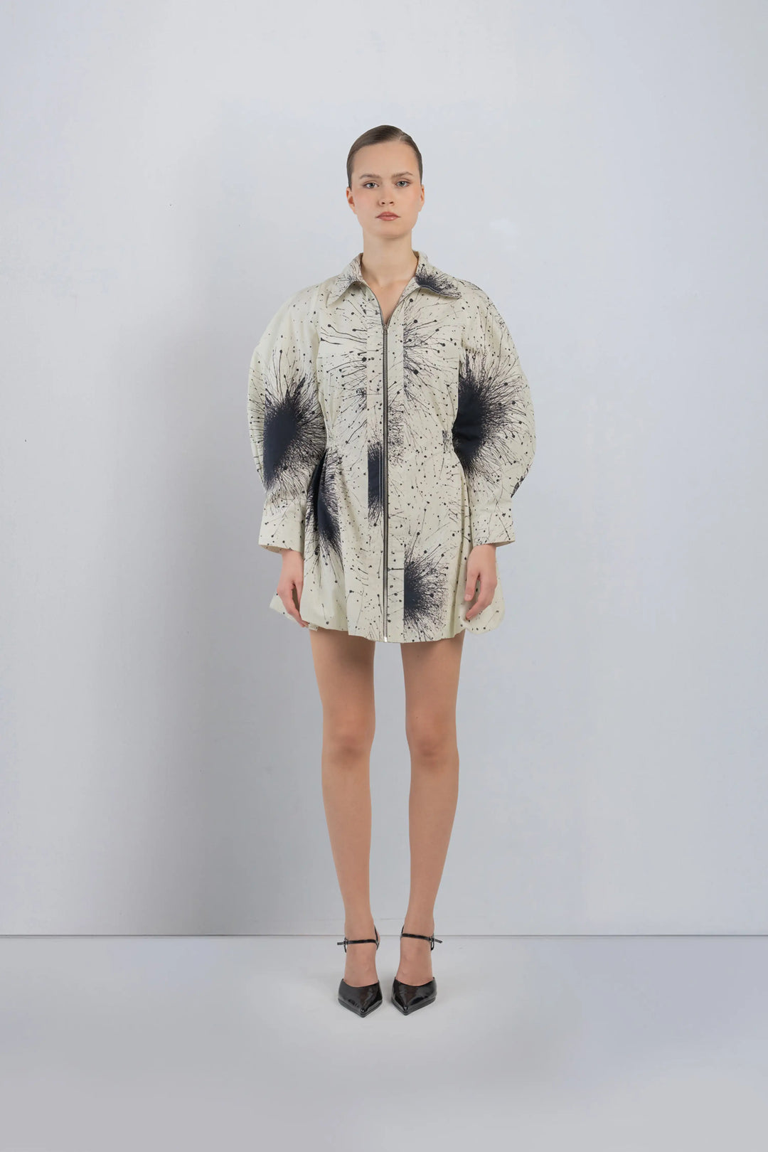 Bubble Hem Dress in Splatter Print