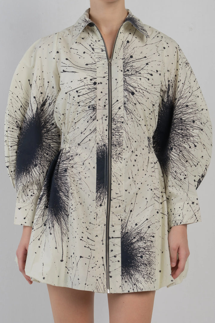 Bubble Hem Dress in Splatter Print