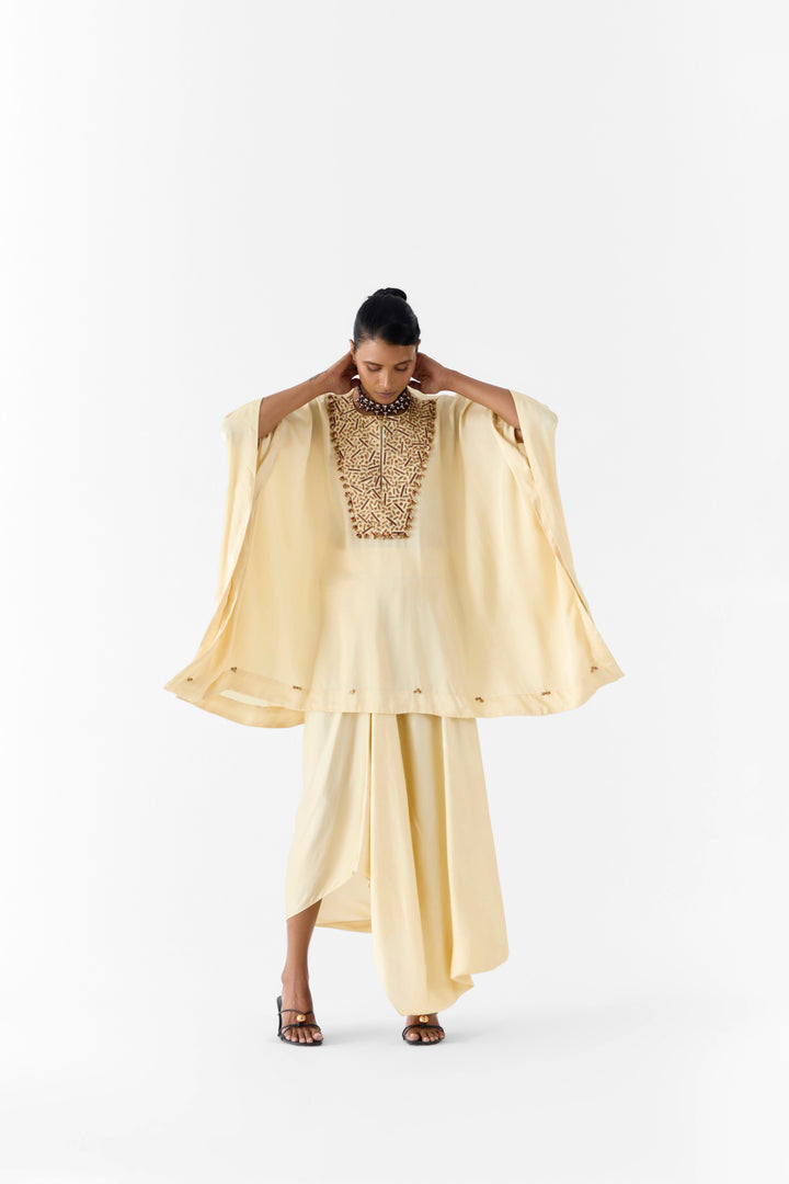 PEARL EMBROIDERED KIMONO AND KNOT SKIRT