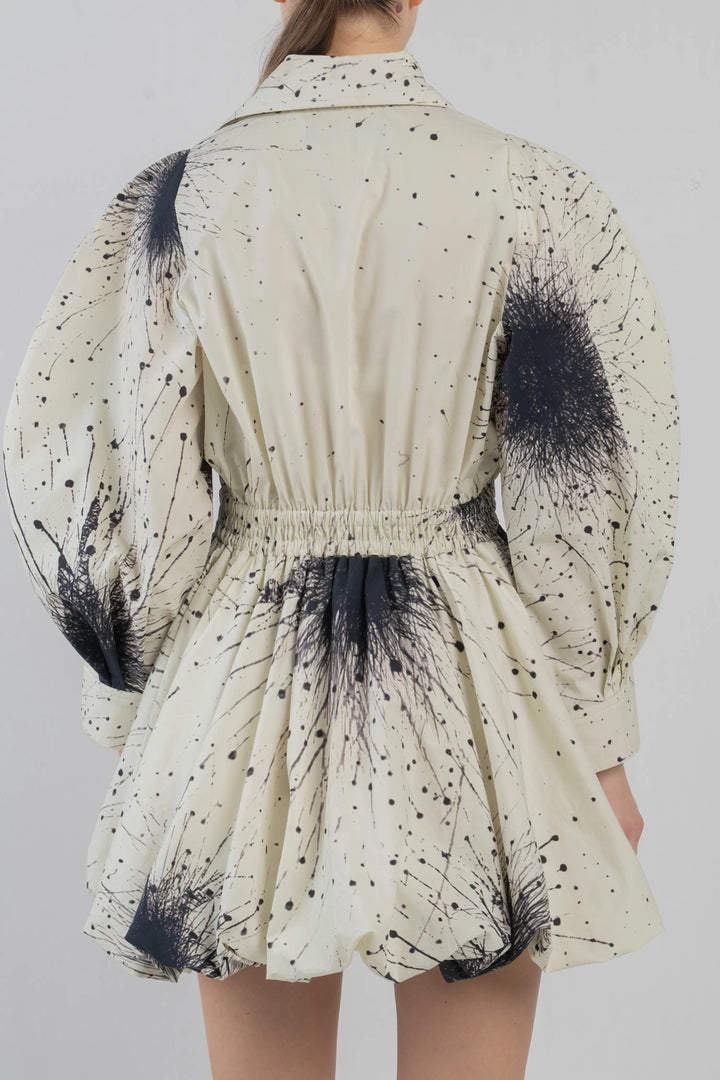 Bubble Hem Dress in Splatter Print