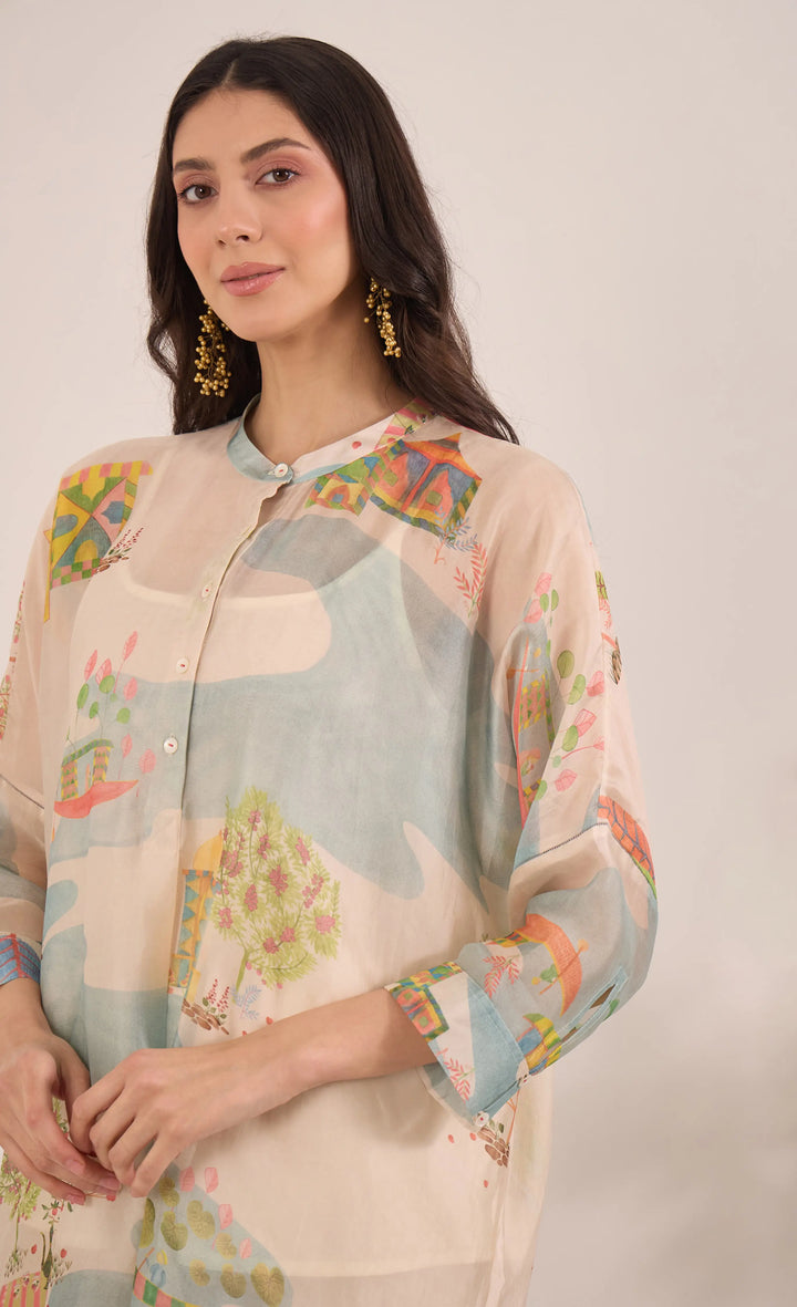 Safar: Silk Organza Kimono Coord Set