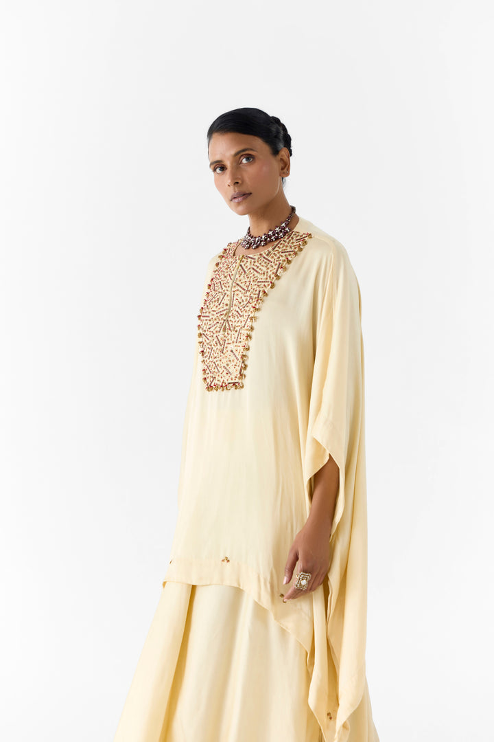 PEARL EMBROIDERED KIMONO AND KNOT SKIRT