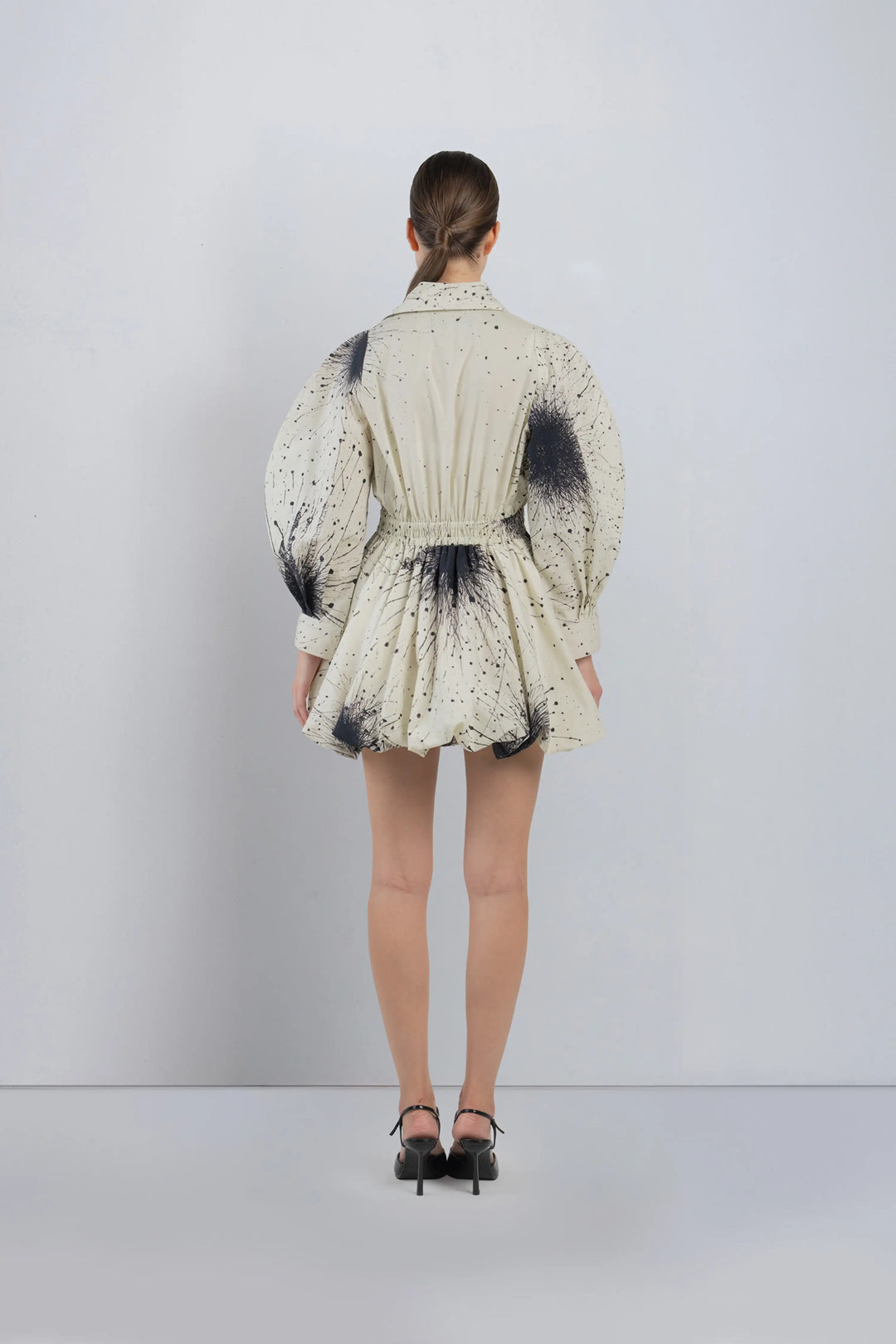 Bubble Hem Dress in Splatter Print