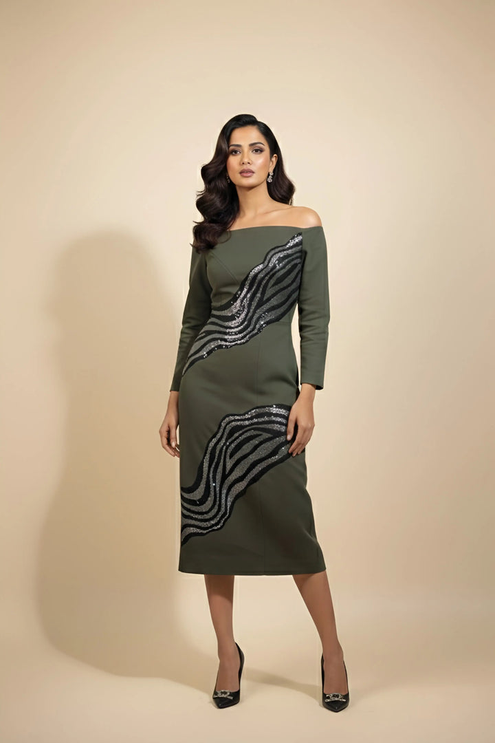 Zebra Corset fit Midi Dress