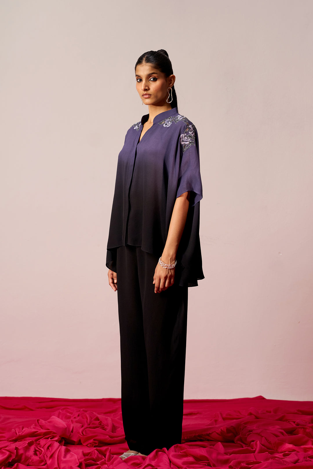 Kaftan Style Coord Set- Ash