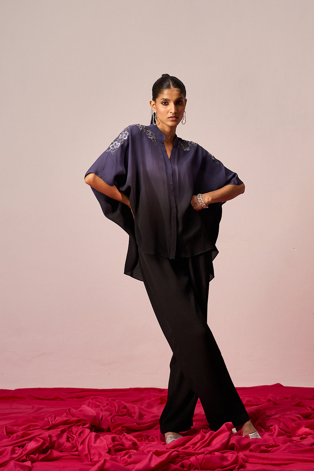 Kaftan Style Coord Set- Ash