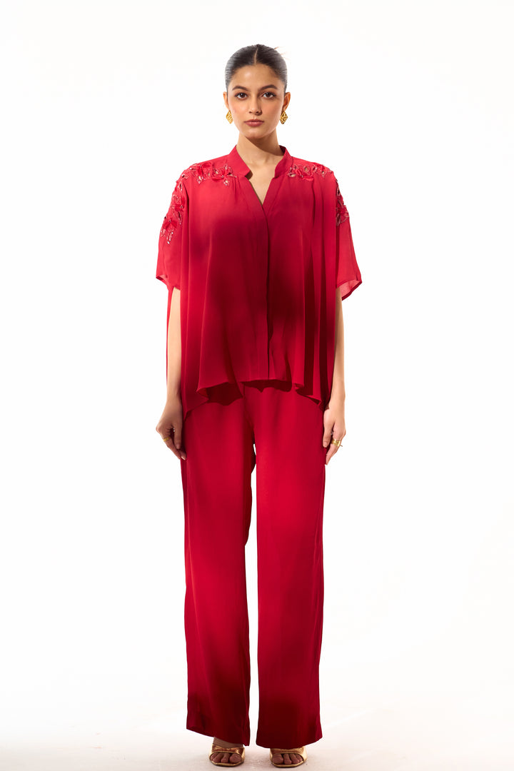 Kaftan Style Coord Set-Ruby