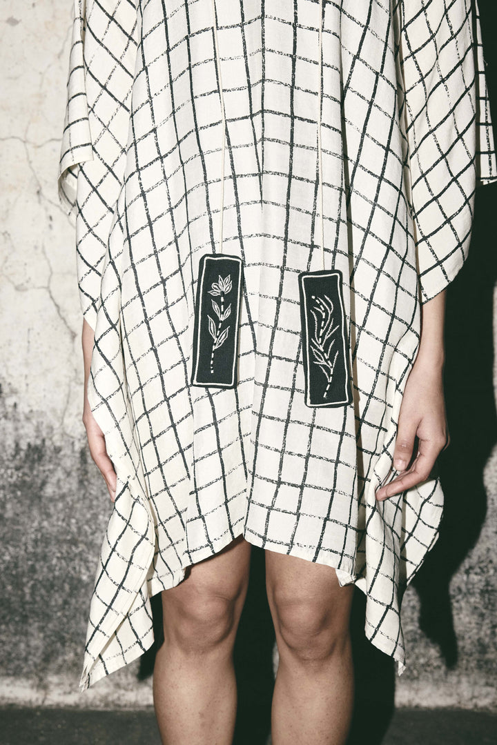 Grid kaftan dress