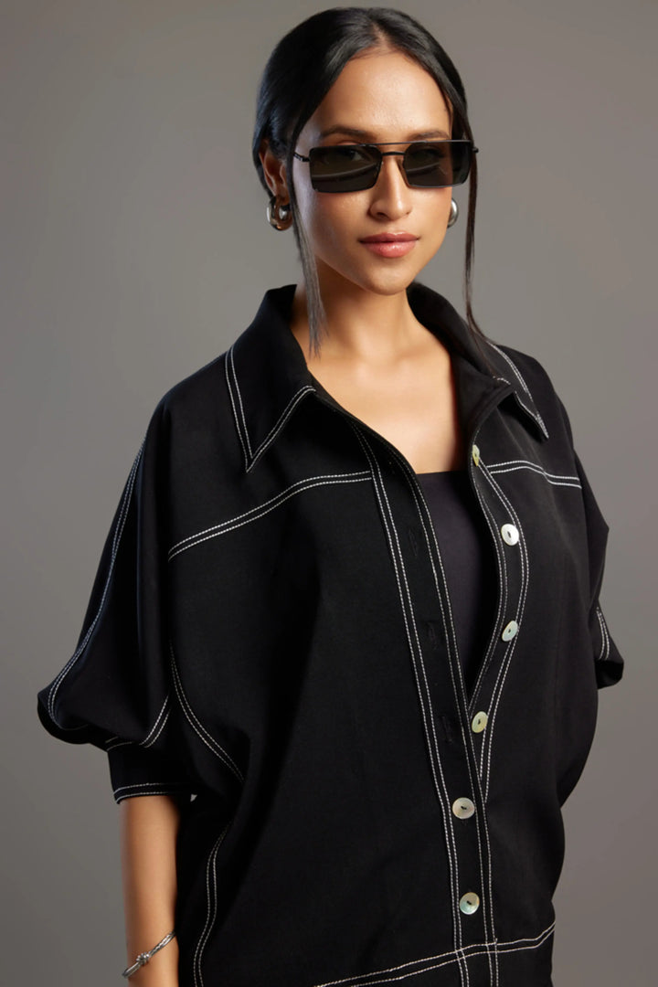 Black Jacket Shirt & Jogger Pant