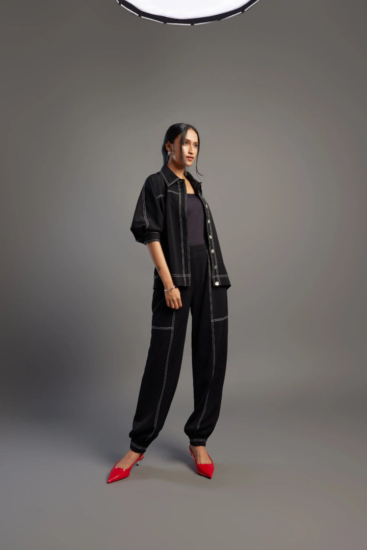 Black Jacket Shirt & Jogger Pant