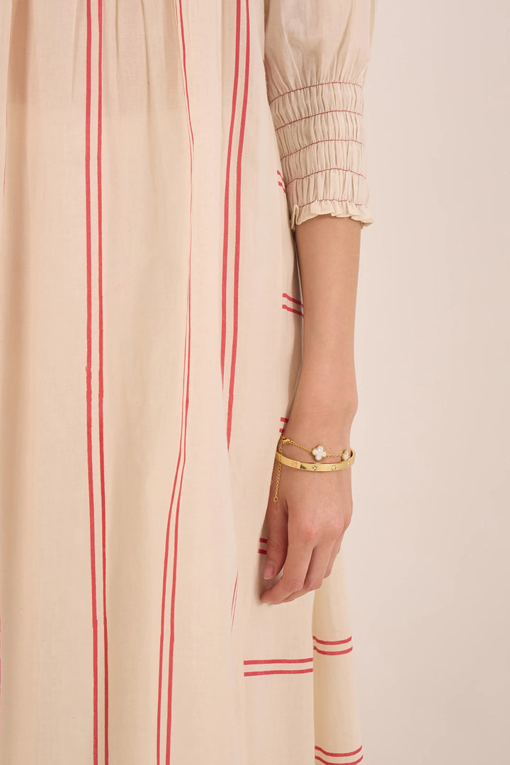 Zoon: Cotton Ivory Bead Stripe Kurta Set