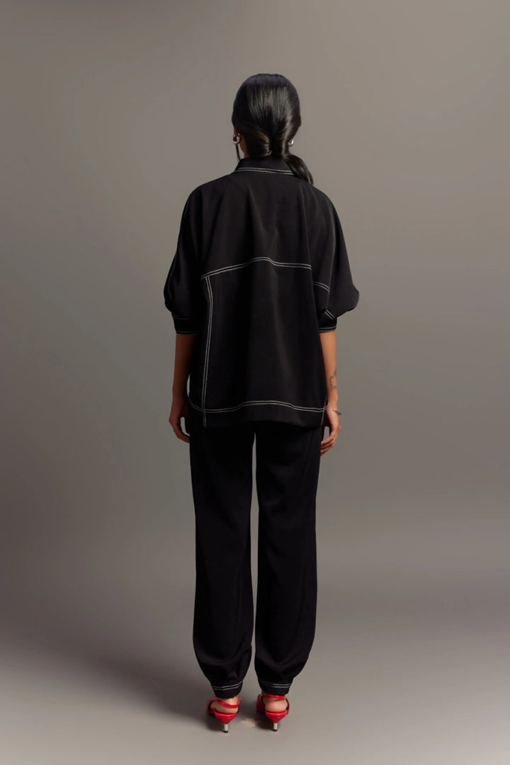 Black Jacket Shirt & Jogger Pant