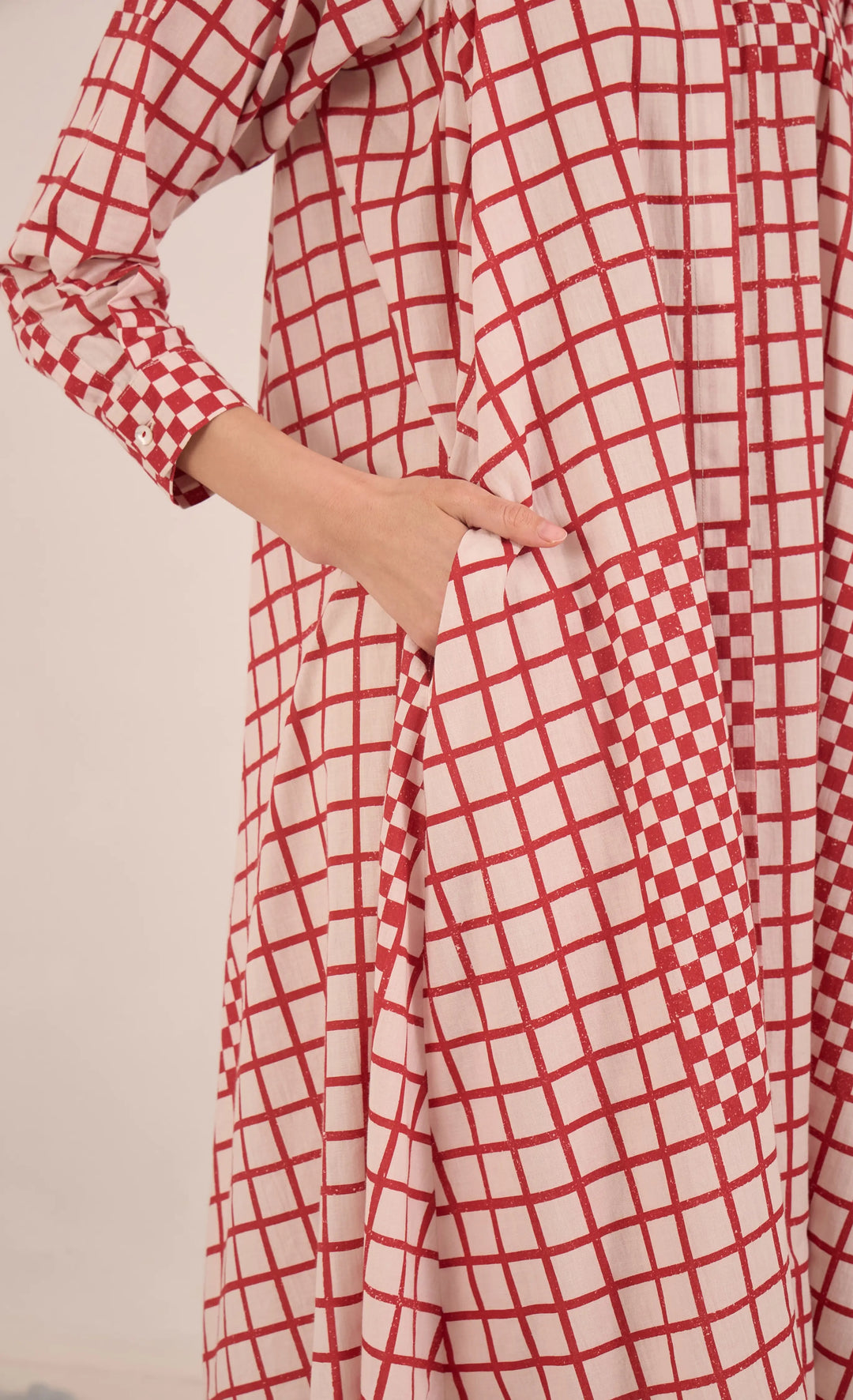 Aarol: Cotton Check Midi Dress
