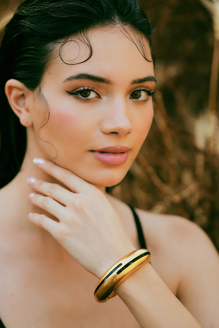 Circlet Black Enamel Gold Bangle