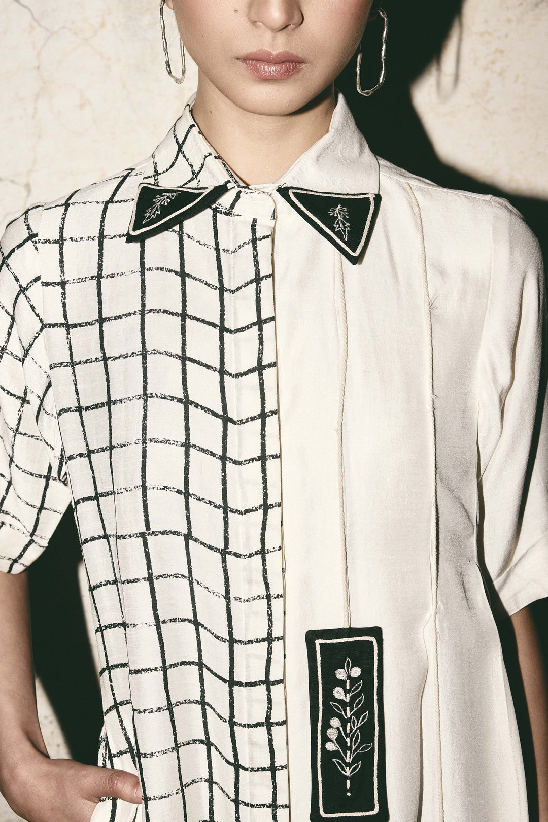 Grid pleat dress