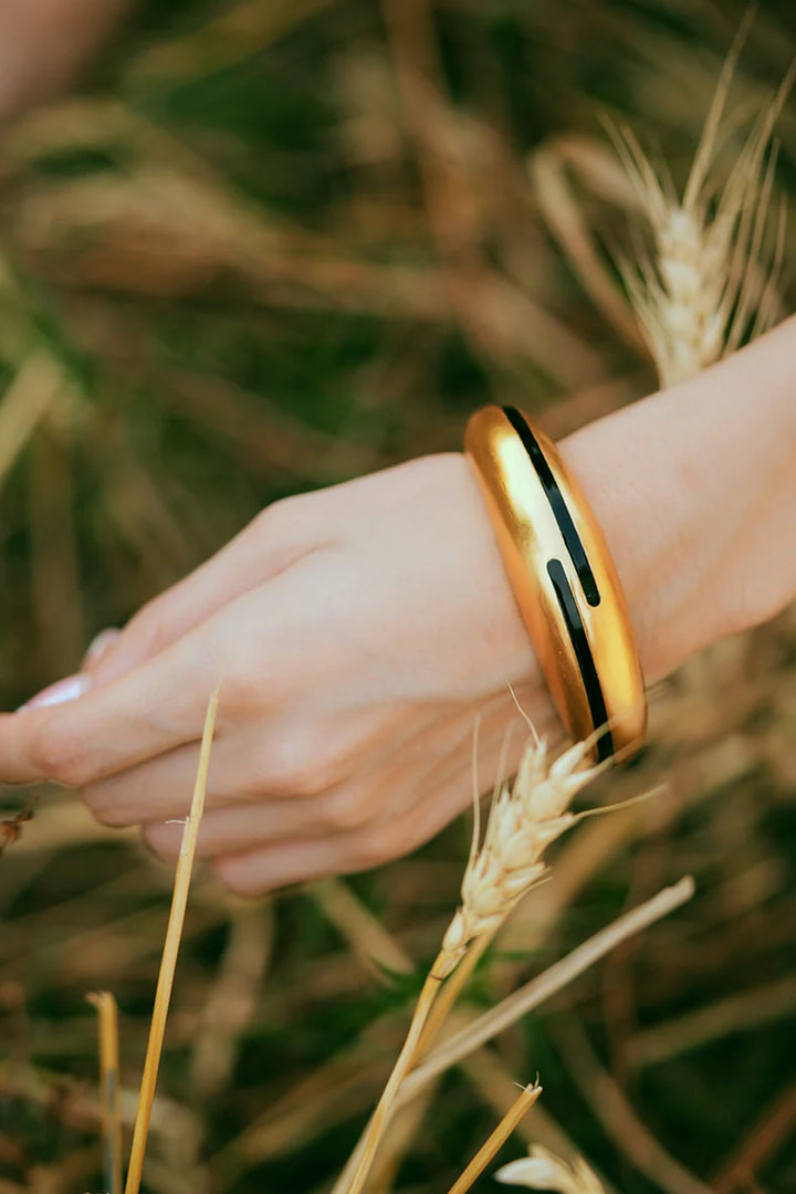Circlet Black Enamel Gold Bangle