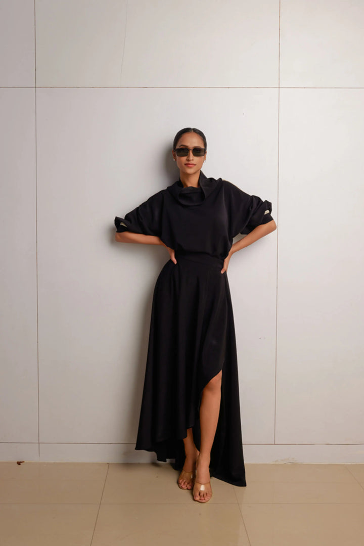Black Cowl Top & Skirt