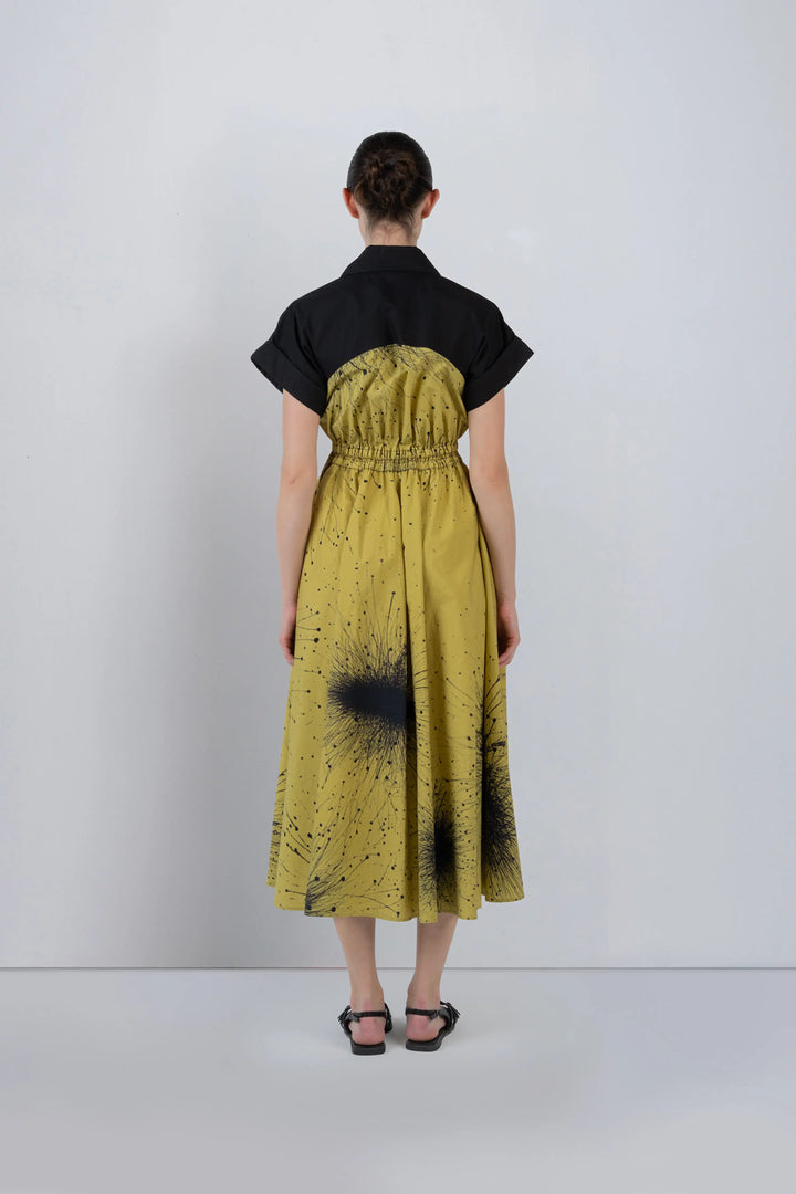 Cup Zipper Dress In Splatter Print