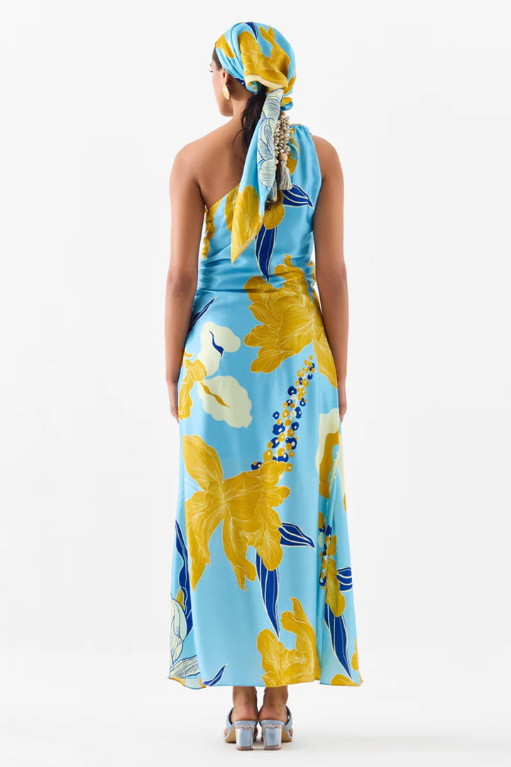 WHITE ROSE ONE SHOULDER DRESS