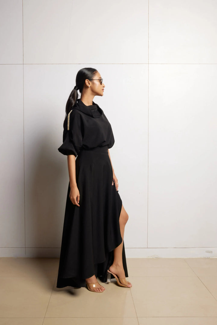 Black Cowl Top & Skirt