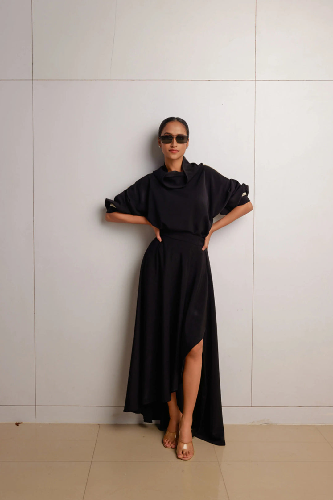 Black Cowl Top & Skirt