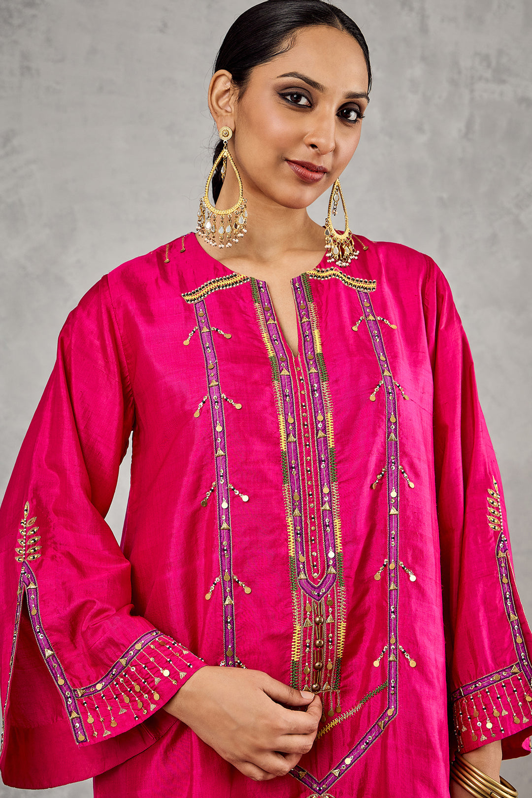 Hot Pink Embroidered Kaftan