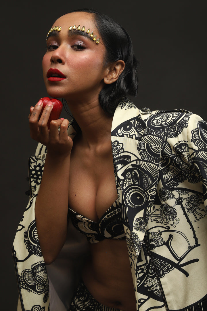 PRINTED BIKER JACKET