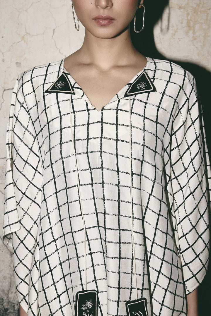 Grid kaftan dress