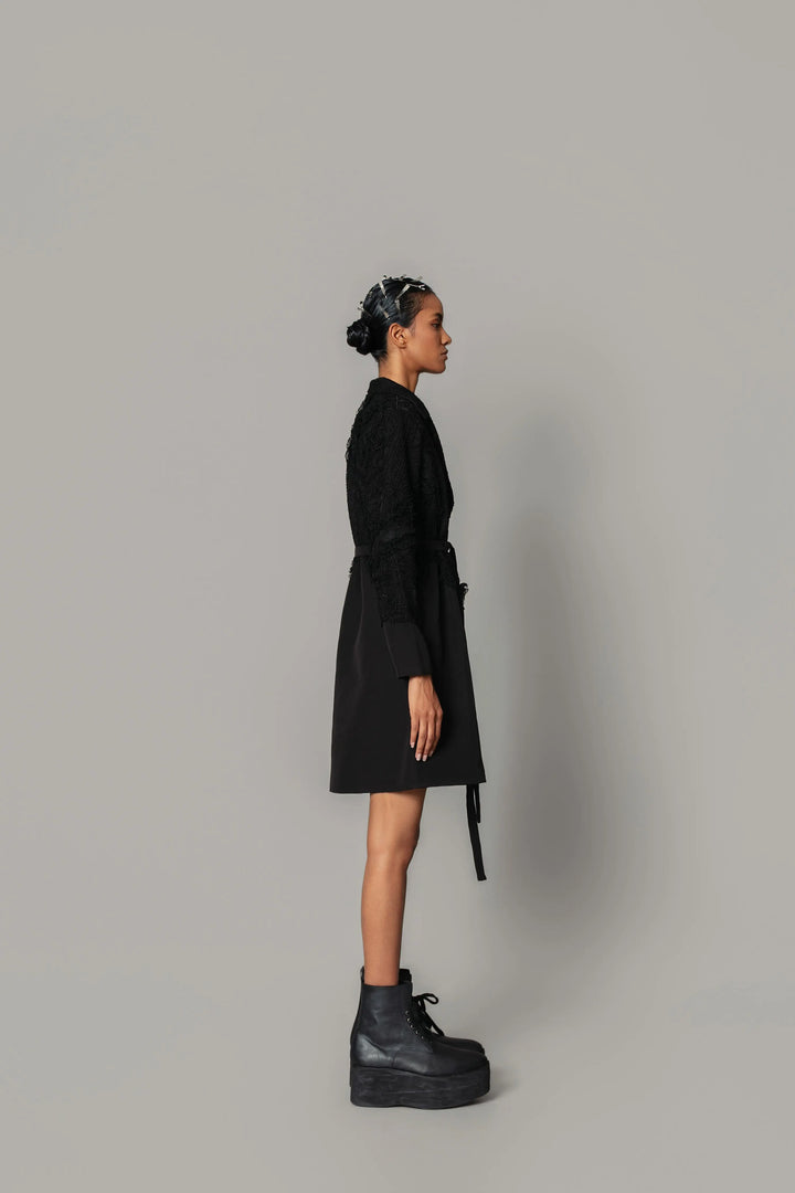 Black on Black Map Coat Dress