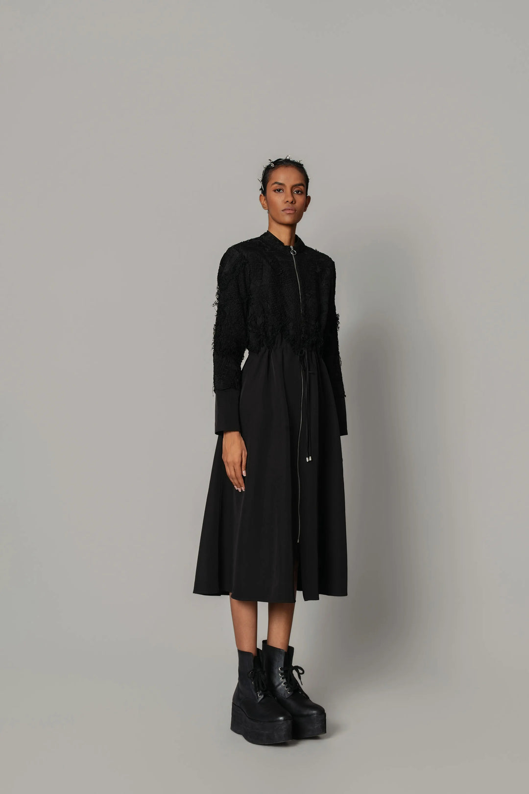 Black on Black Map Long Dress