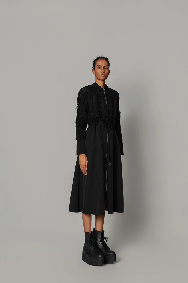 Black on Black Map Long Dress