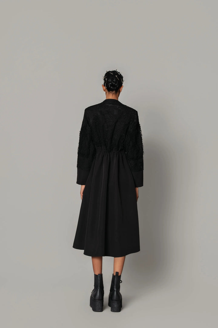 Black on Black Map Long Dress