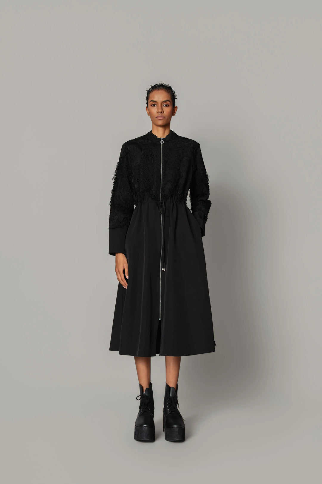Black on Black Map Long Dress