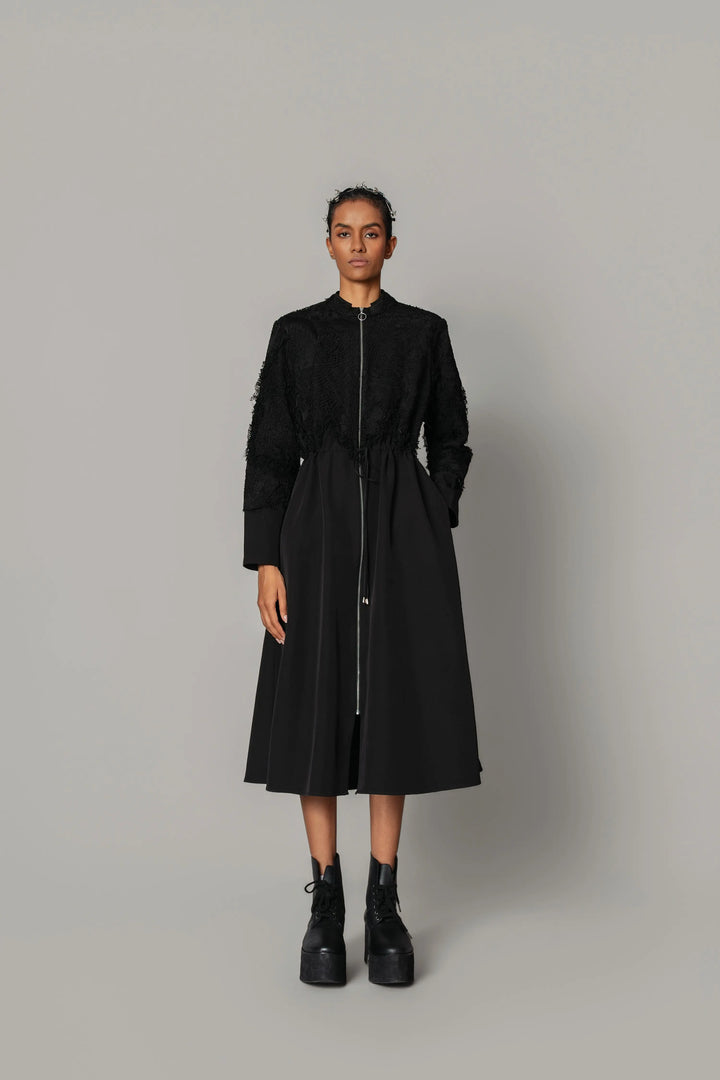 Black on Black Map Long Dress