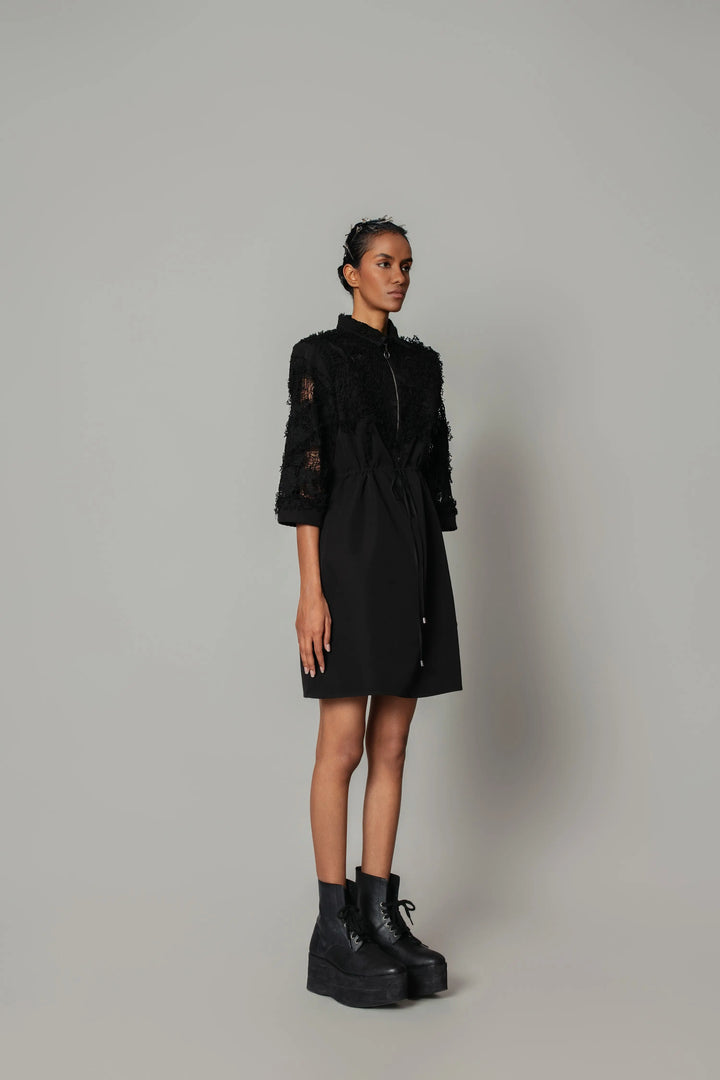Black on Black Map Short Dress