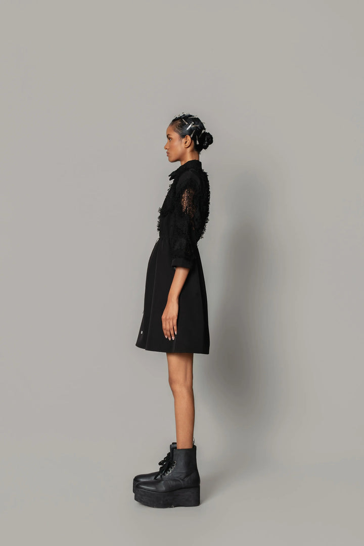 Black on Black Map Short Dress