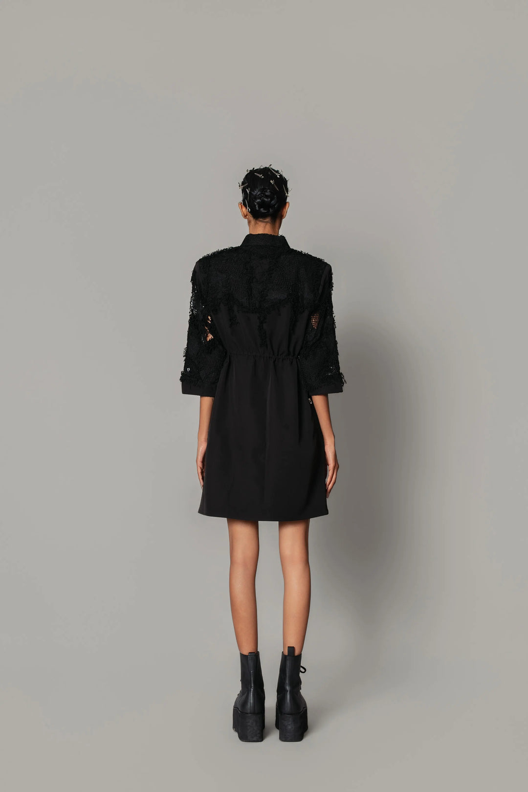 Black on Black Map Short Dress