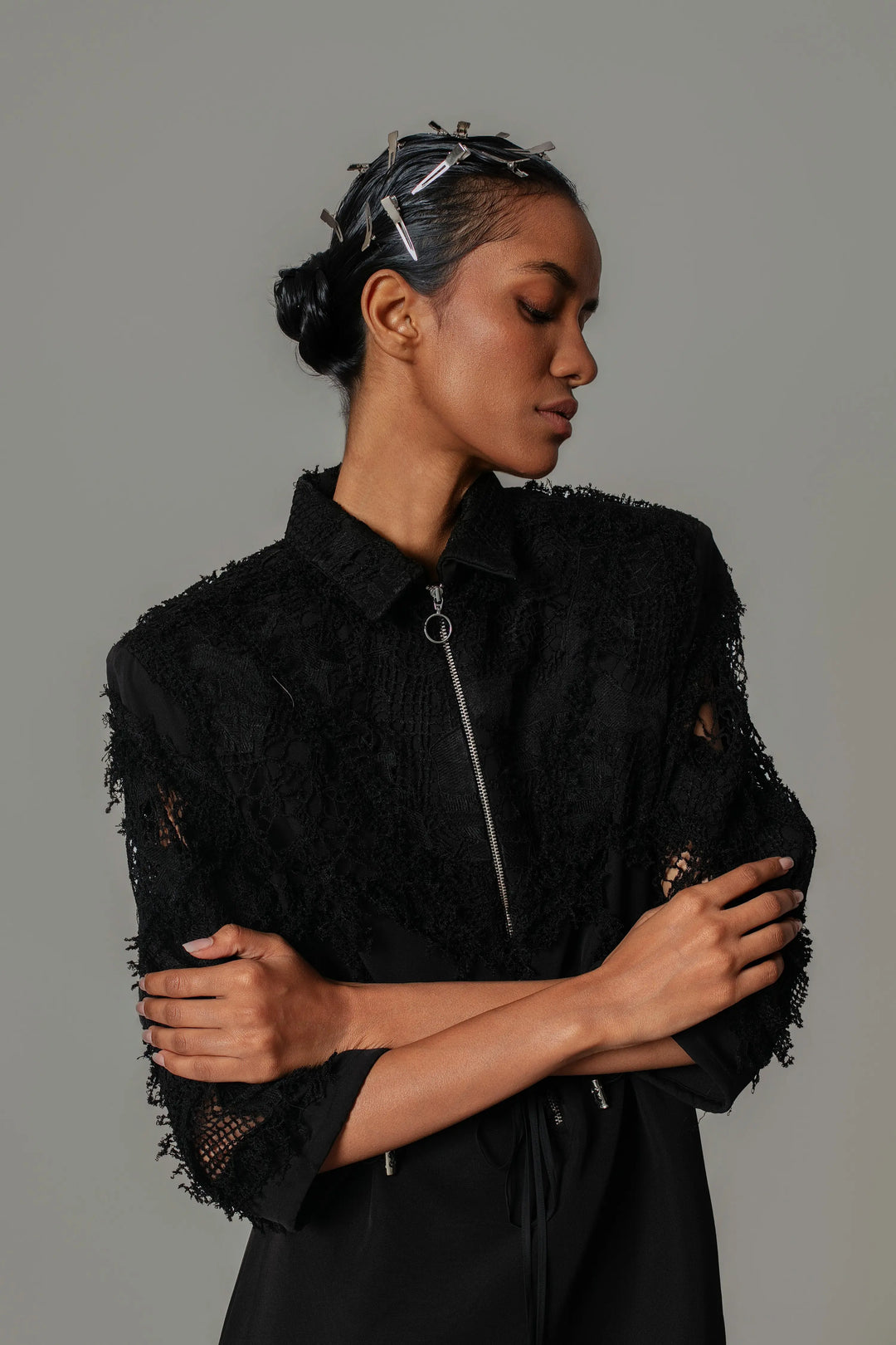 Black on Black Map Short Dress