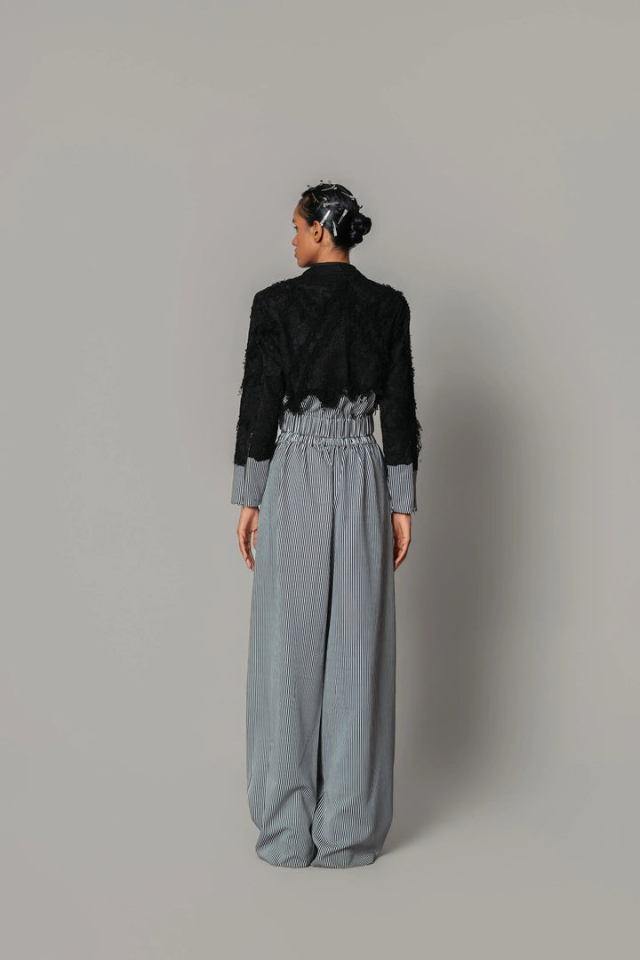 Black Map with Strips Double Zipper Bomber Set