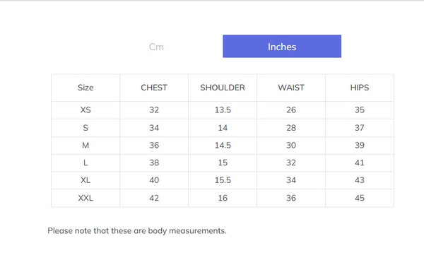 Size Chart (cm)