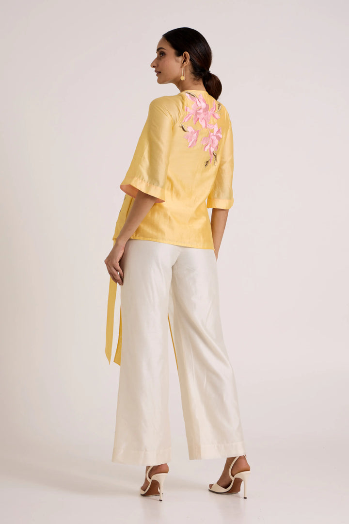 Butter Yellow Mirza - Scalloped Bloom Top + Flap Pants