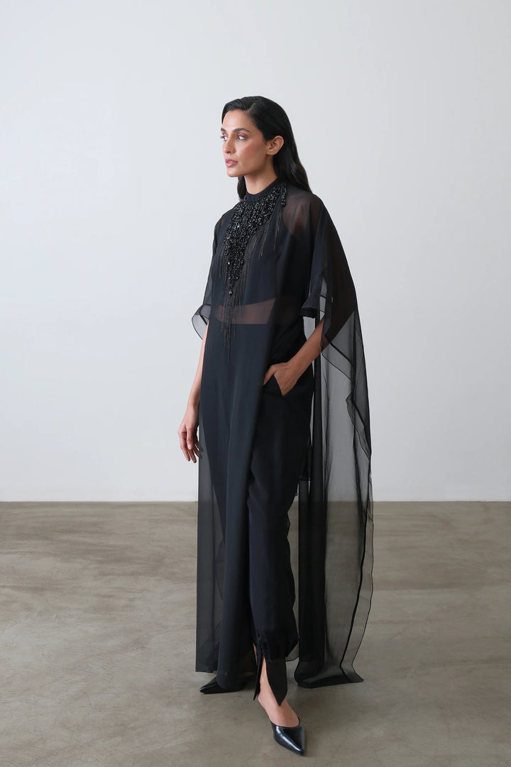 Black Embroidered Cape