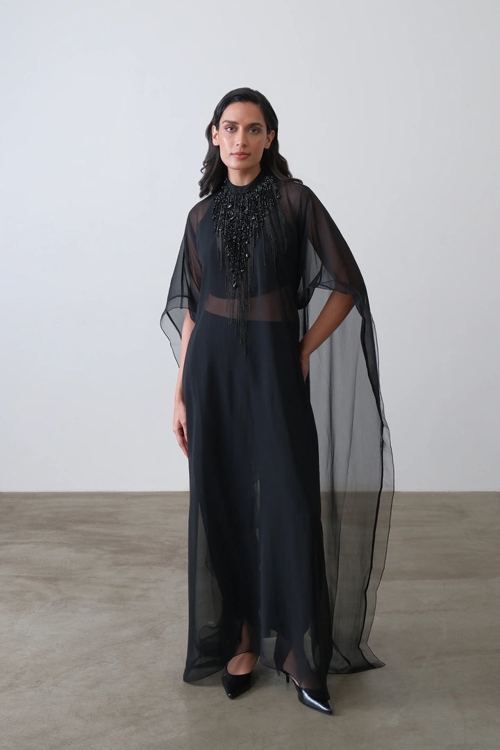 Black Embroidered Cape