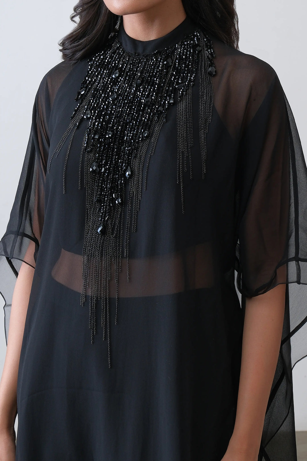 Black Embroidered Cape